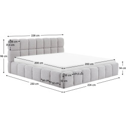 Кровать Tempo Kondela Sorela подъемный механизм 200x200 (Grey) Thumb