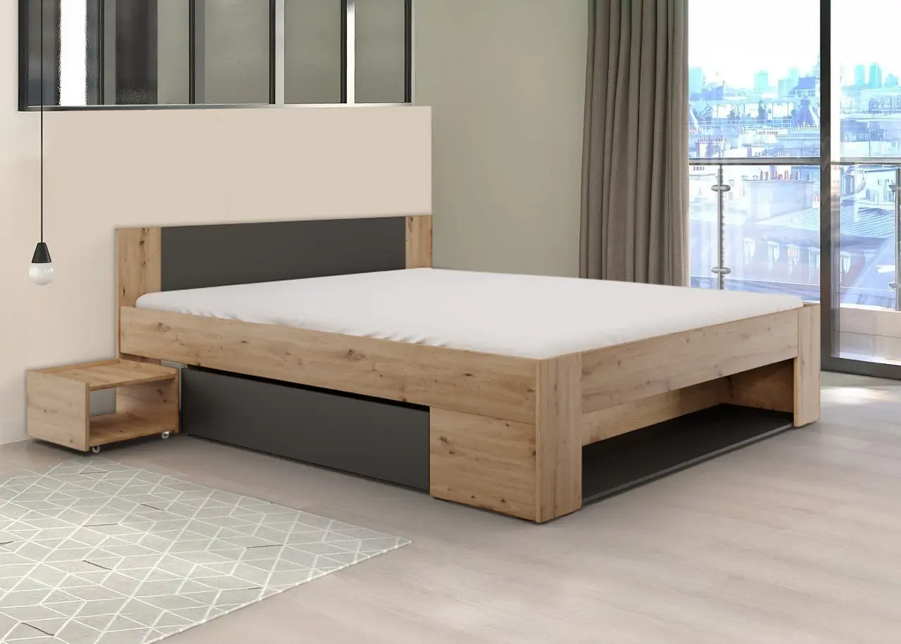 Кровать Tempo Kondela Unis 180x200 (Artisan Oak/Anthracite)