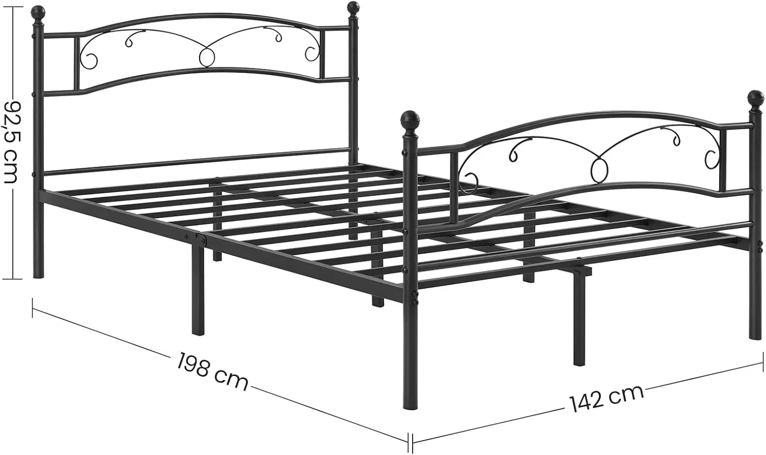 Кровать Vasagle RMB073B01 140x190 (Black) - 7