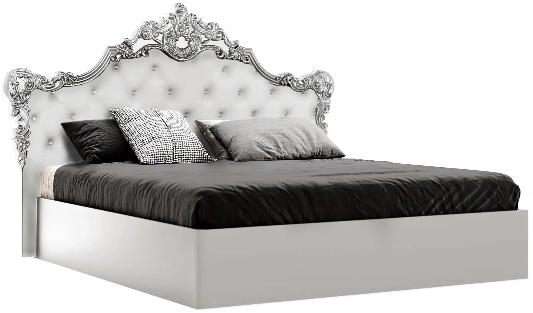 Кровать Yasen Милано с подъемным механизмом 160x200 (Белый/Белый Глянец/Серая Патина)
