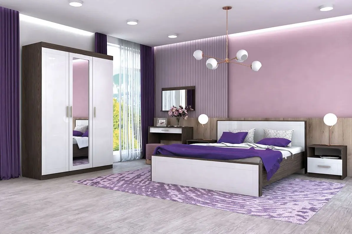 Кровать Yasen Тенесси 1400 МДФ Ильм Бергамо/Белый Глянец (ламельное основание) - 3