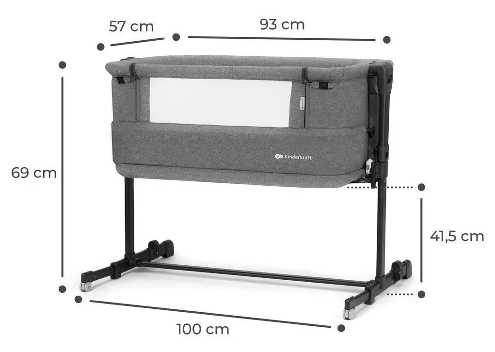 Кроватка-люлька 3в1 Kinderkraft Neste Grow KCNEGR00GRY0000 (Dark Grey) - 8