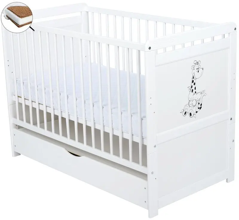 Patuc 2in1 BabyNeeds Nadia II Girafa + saltea 10cm + sertar (White)