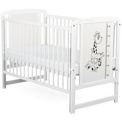 Кроватка BabyNeeds Timmi Girafa + матрас 8см + опускающаяся стенка (White) Thumb