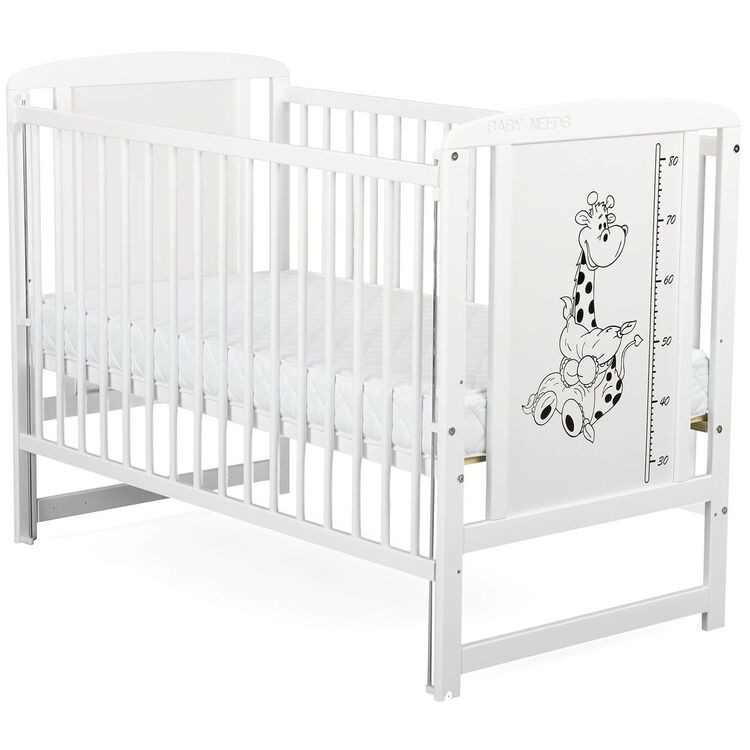 Кроватка BabyNeeds Timmi Girafa + опускающаяся стенка (White)