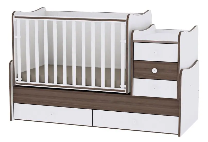 Кроватка-трансформер Bertoni (Lorelli) Maxi Plus New (White/Walnut)
