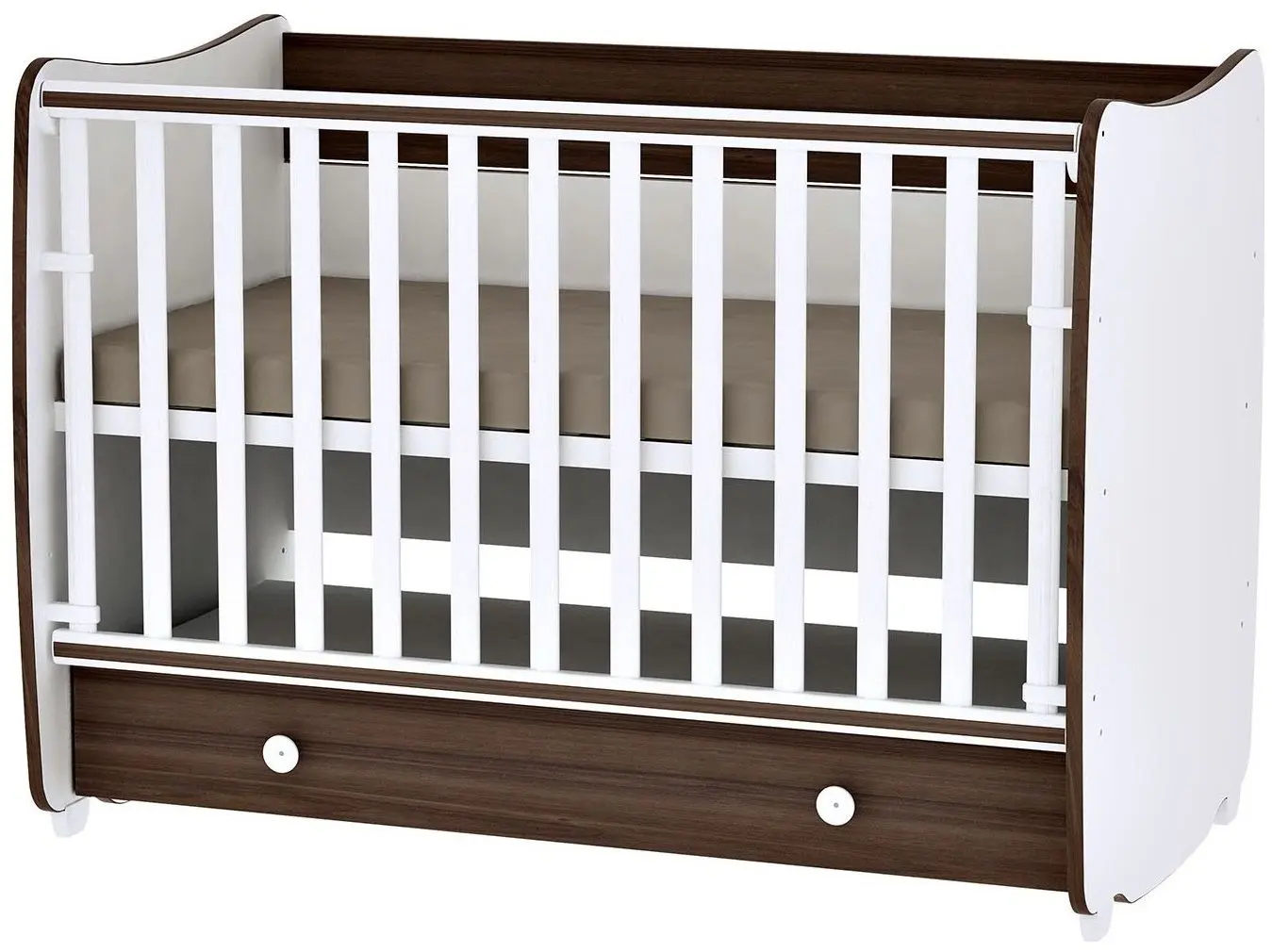 Кроватка-трансформер Bertoni (Lorelli) Dream New (White/Walnut)