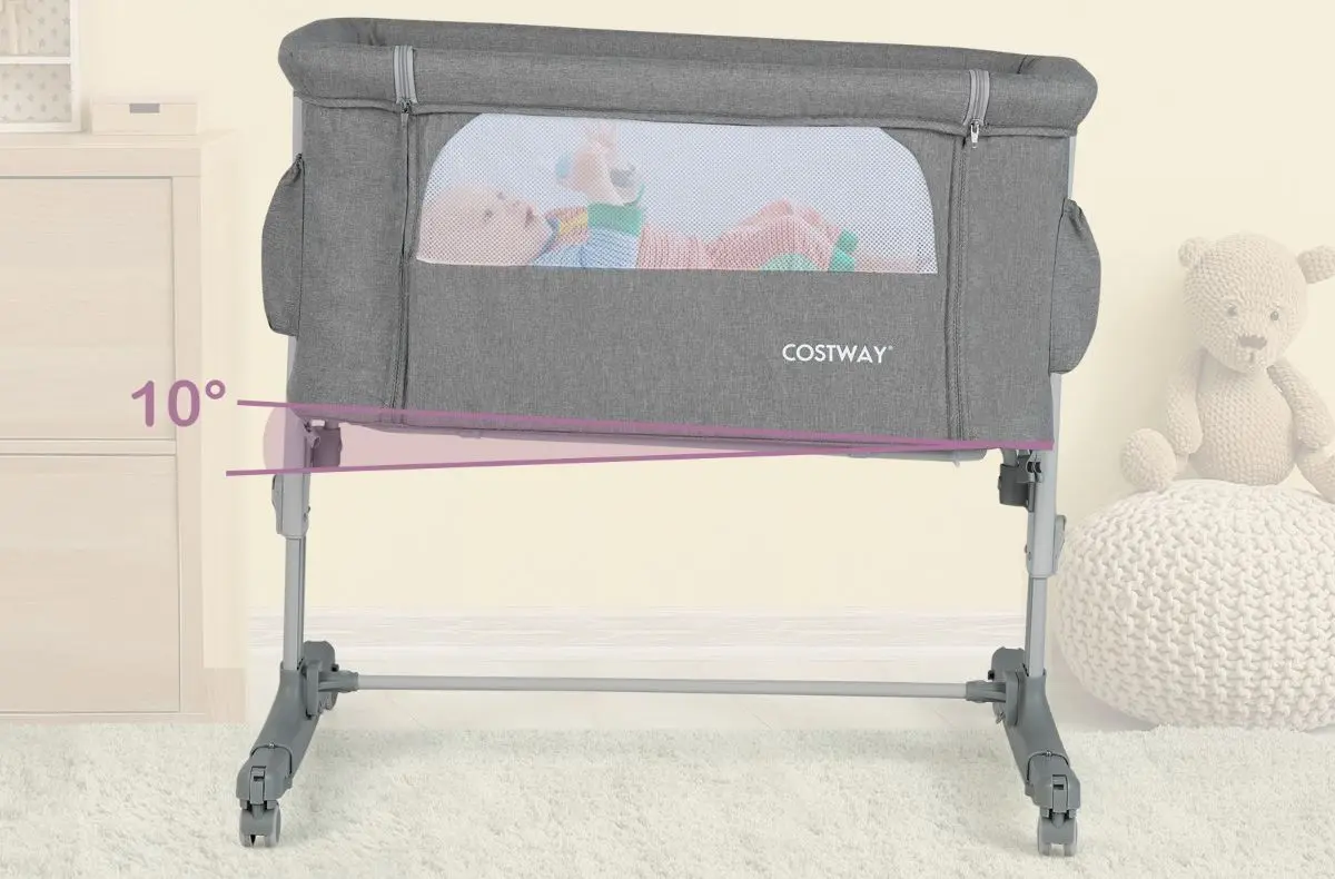 Кроватка 3в1 Costway BC10112HS (Light Grey)