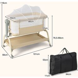 Кроватка-люлька 4в1 Costway BC10150MS (Beige) Thumb