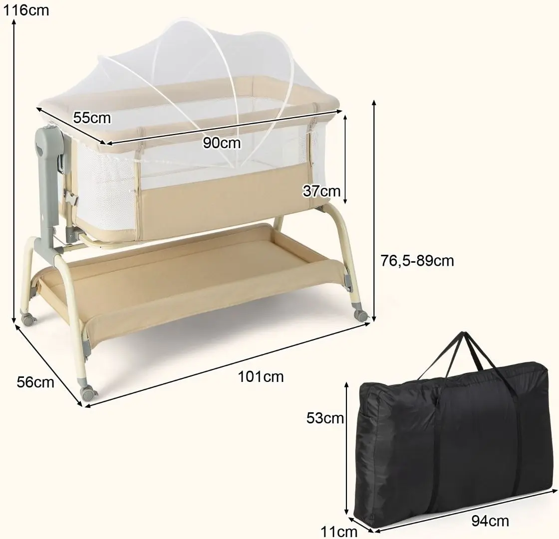 Кроватка-люлька 4в1 Costway BC10150MS (Beige) - 2