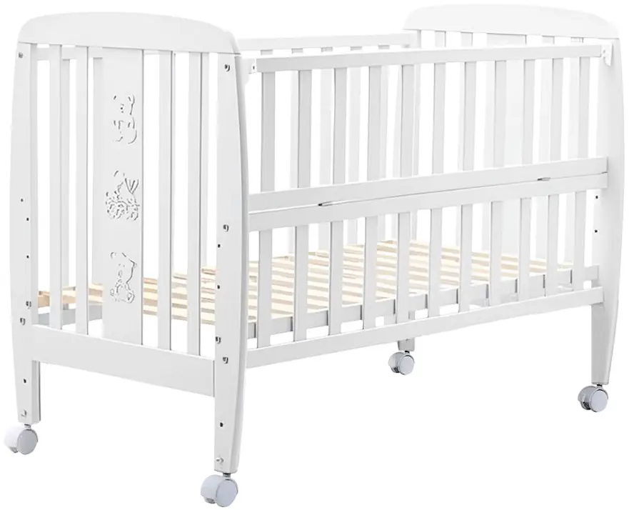 Кроватка Дубок Друзья + колеса (White)
