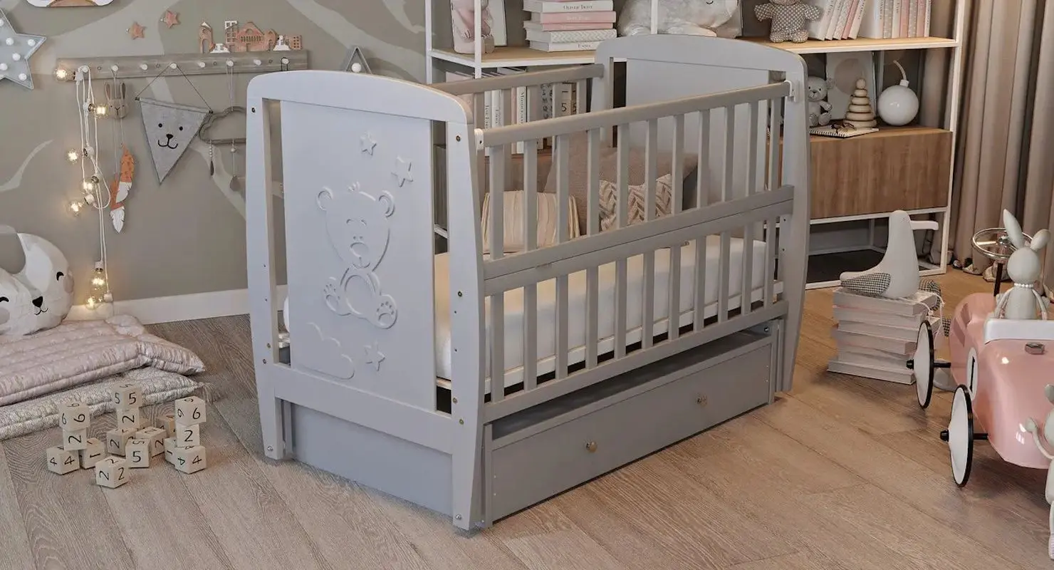 Кроватка Дубок Умка ящик/маятник (Grey)