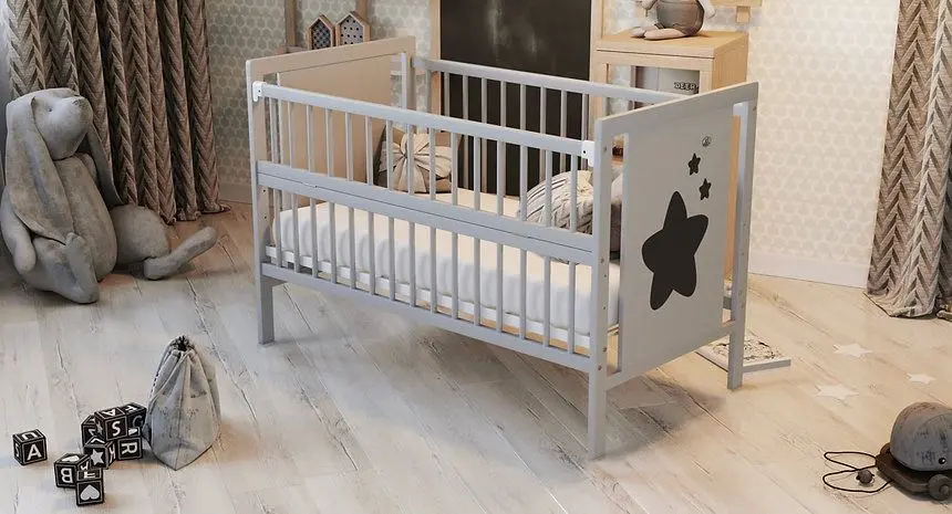 Кроватка Дубок Звездочка + маятник (Grey)