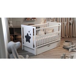 Кроватка Дубок Звездочка + ящик/маятник (White)