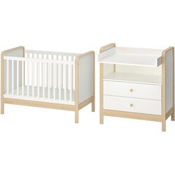 Pătuc + comodă de înfășat Ikea Alskvard 60x120 (Mesteacan/Alb) Thumb