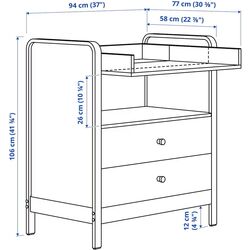 Pătuc + comodă de înfășat Ikea Alskvard 60x120 (Mesteacan/Alb) Thumb