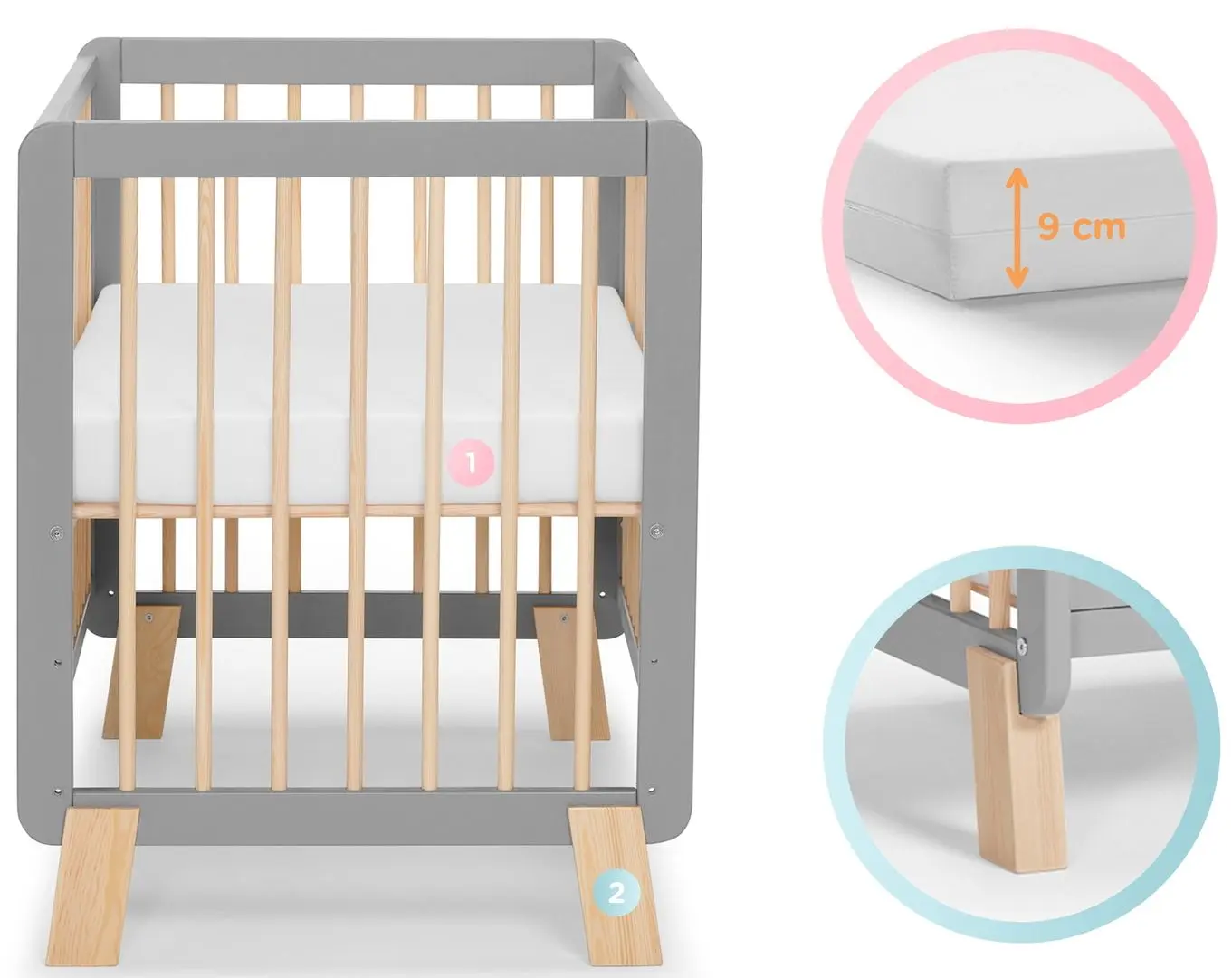 Кроватка Kinderkraft Lunky (Grey) - 5