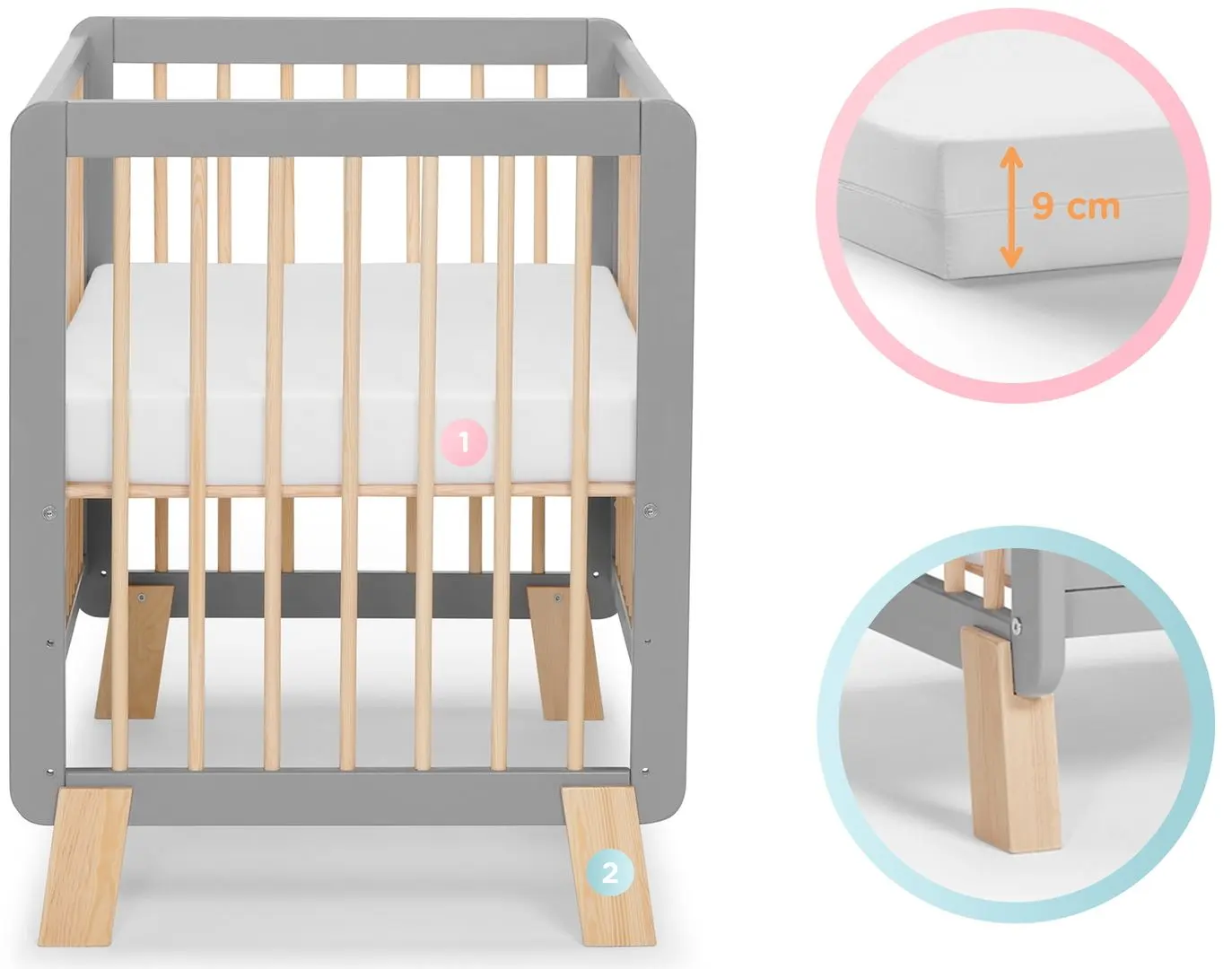 Patuc Kinderkraft Lunky + saltea 9cm (Grey) - 5