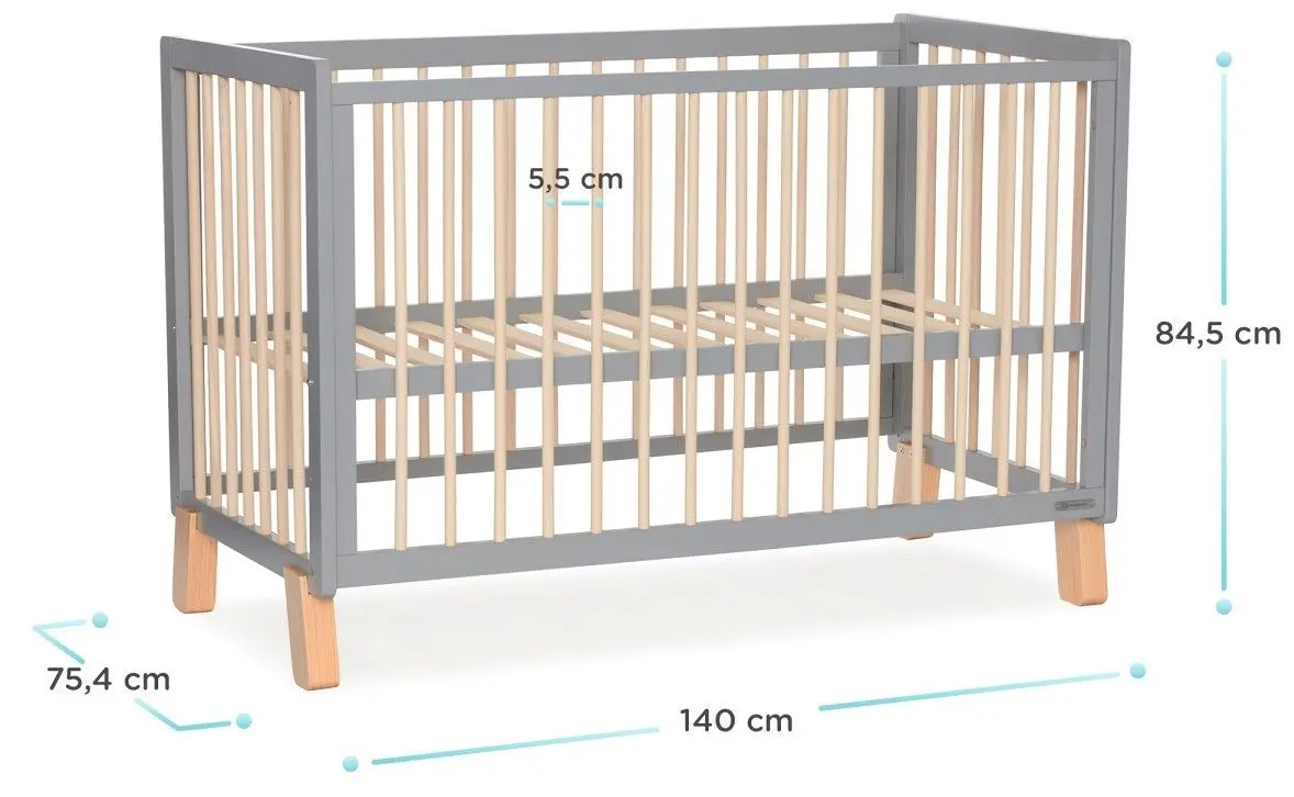 Кроватка Kinderkraft Lunky XL (Grey) - 6