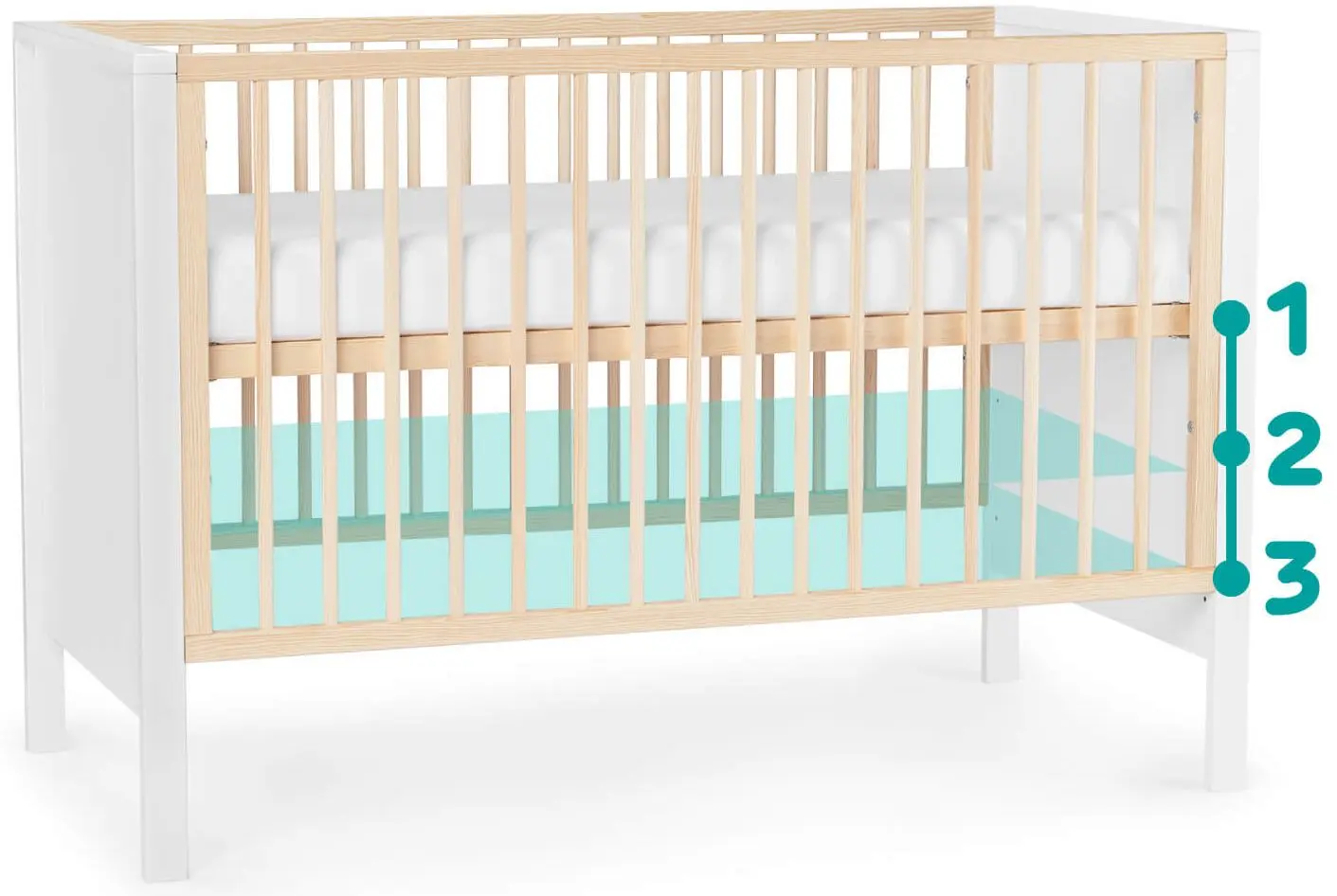 Кроватка Kinderkraft Mia + матрас (White) - 3