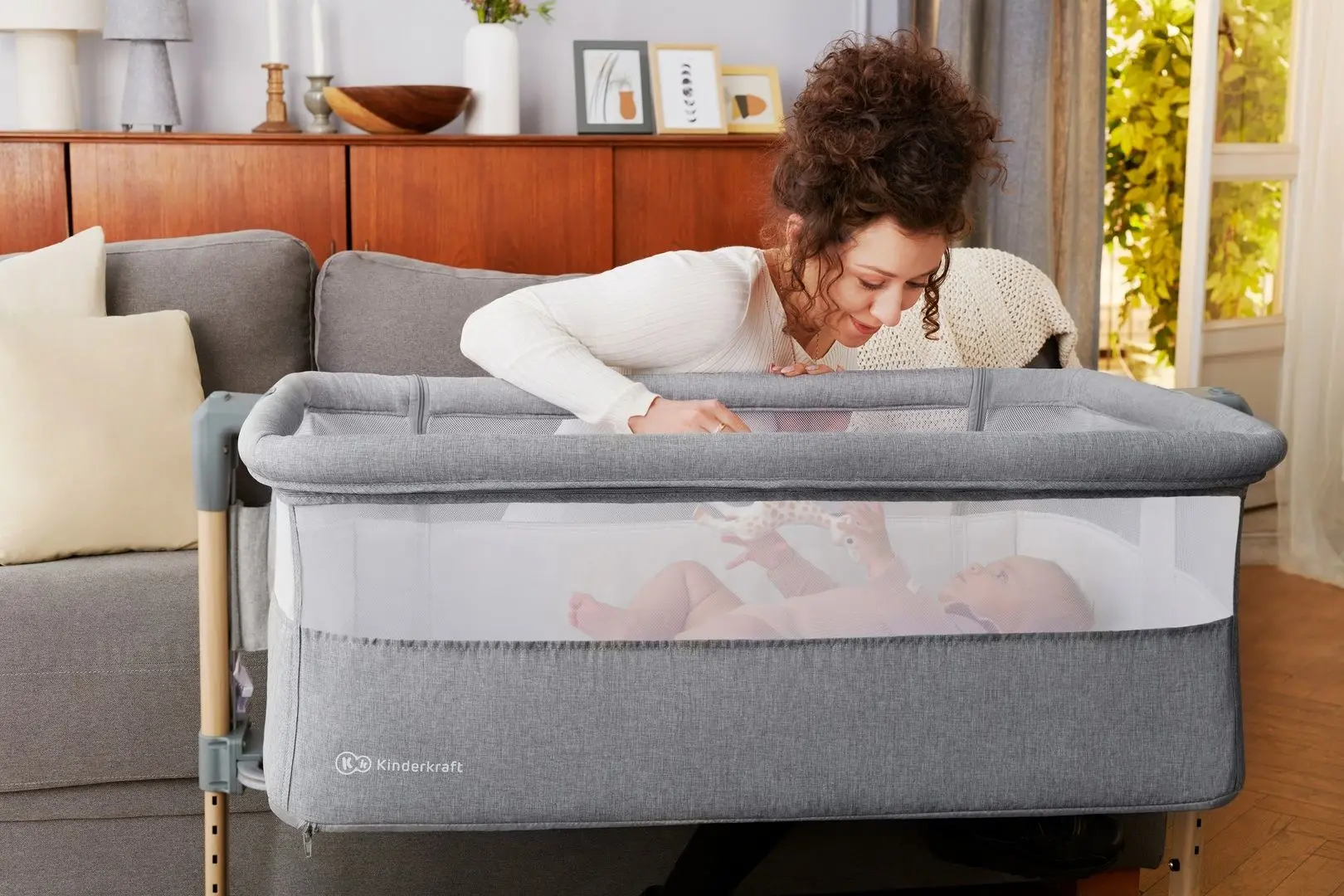 Кроватка KinderKraft Neste Air (Wood/Grey Melange) - 2