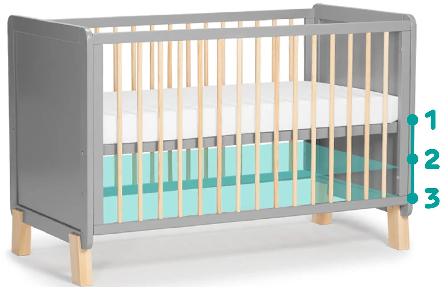 Кроватка Kinderkraft Nico + матрас 9см (Grey) - 4