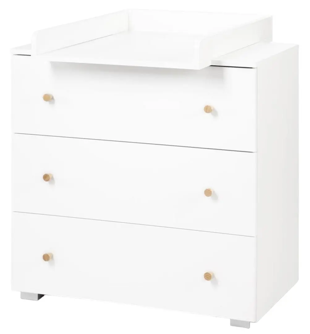 Patuc Klups Karolina II + comoda de infasat Karolina + saltea Confort II 10cm (White/Pine)