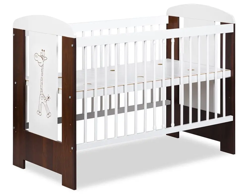 Patuc Klups Little Giraffe cu sertar + saltea 12cm (Wenge)