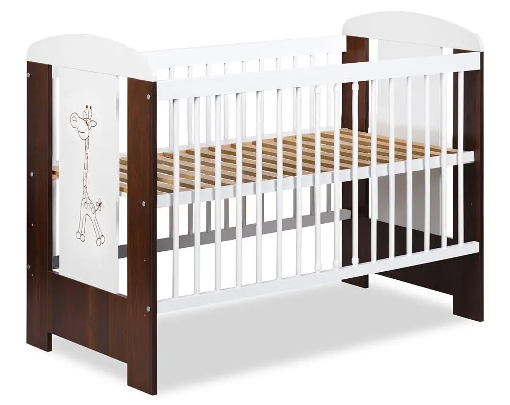 Patuc Klups Little Giraffe cu sertar + saltea 8cm (Wenge)