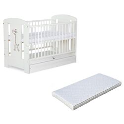 Кроватка Klups Safari Giraffe с ящиком + матрас 12см (White) Thumb