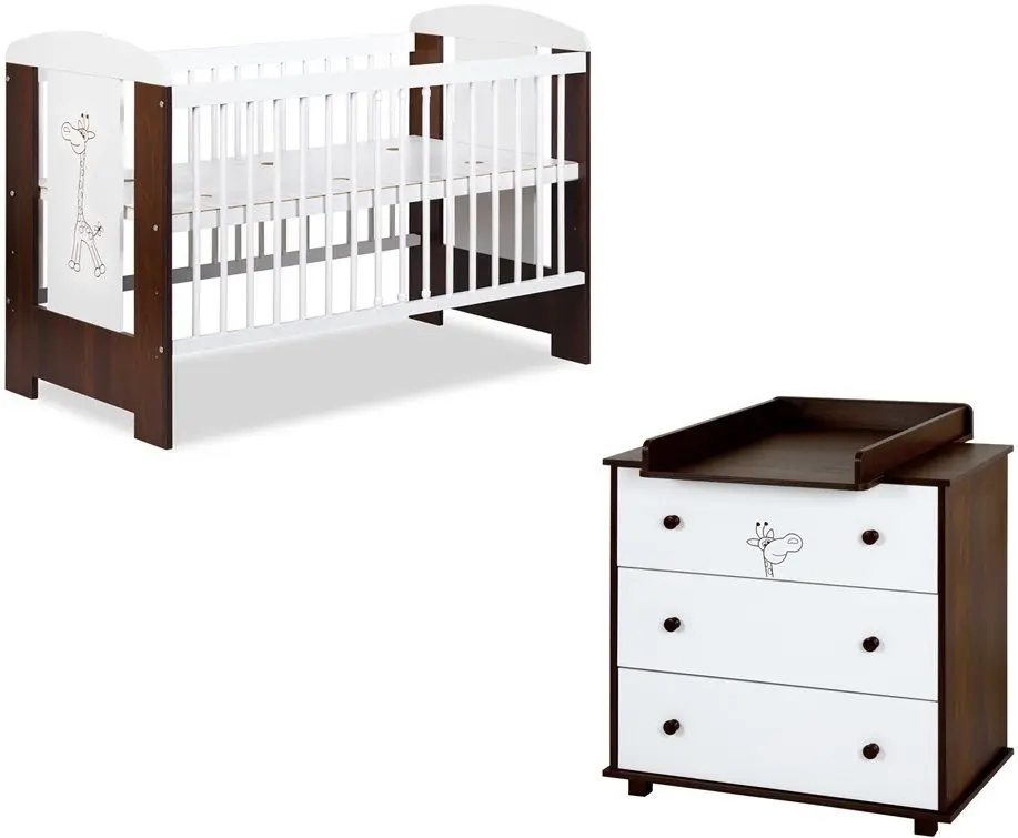 Patut + masa de infasat + saltea Klups Safari Giraffe (Wenge)