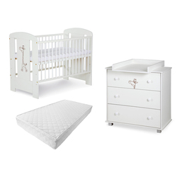 Кроватка + пеленальный столик + матрас Klups Safari Giraffe (White) Thumb