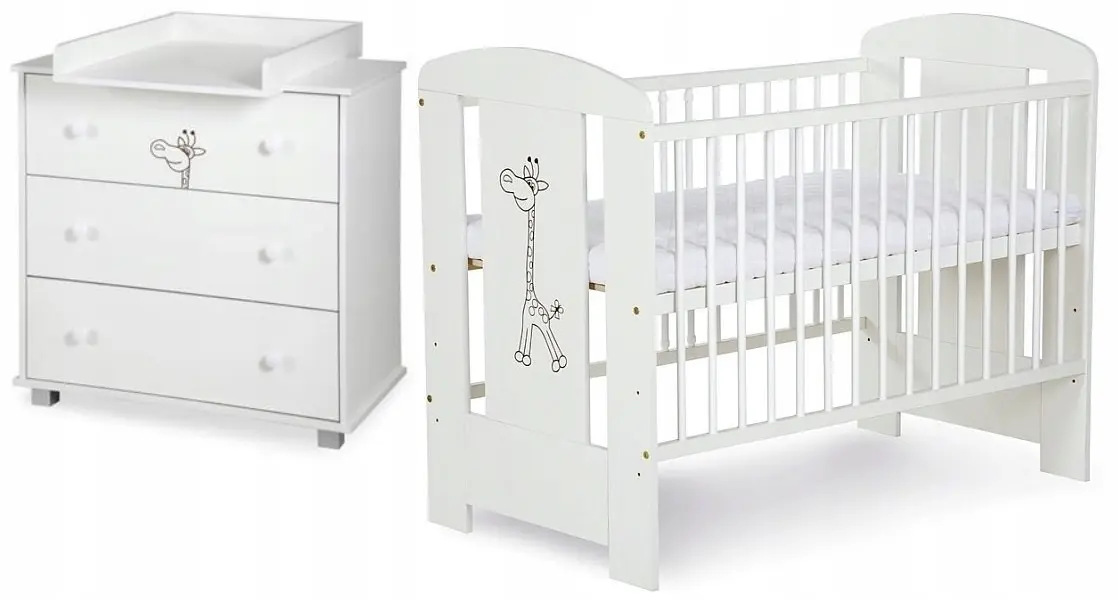 Кроватка + пеленальный столик + матрас Klups Safari Giraffe (White) - 3