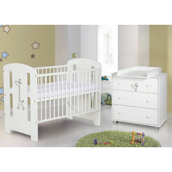 Patut + masa de infasat + saltea Klups Safari Giraffe (White)