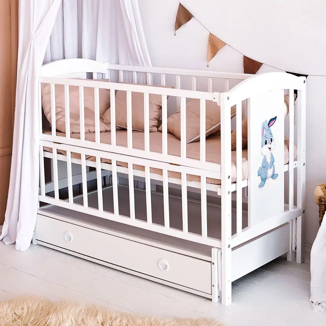 Кроватка с ящиком Кузя Lili Zajchyk (White)