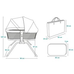 Кроватка-люлька 3в1 Lionelo Malin (Grey Stone) Thumb