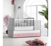 Patuc MyKids Sofia cu sertar (White/Pink)