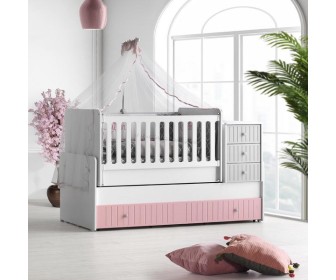 Patuc MyKids Sofia cu sertar (White/Pink)