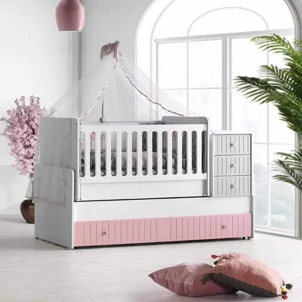 Patuc MyKids Sofia cu sertar (White/Pink)