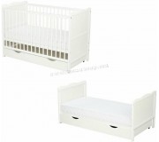 Кроватка 2в1 Qmini Julia + матрас 10см + ящик (White)