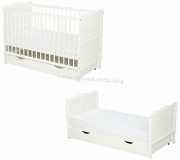 Кроватка 2в1 Qmini Julia + матрас 8см + ящик (White)