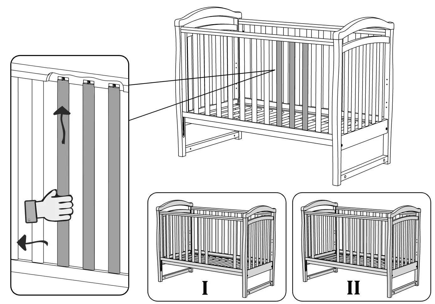 Кроватка Veres ЛД1 Манхэттен (White/Gray) - 5