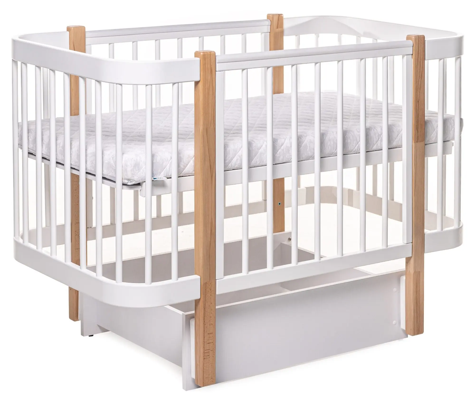 Кроватка с ящиком  Eucalyptus Karol Premium (White/Natural) - 2