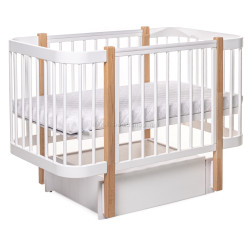 Кроватка с ящиком  Eucalyptus Karol Premium (White/Natural)