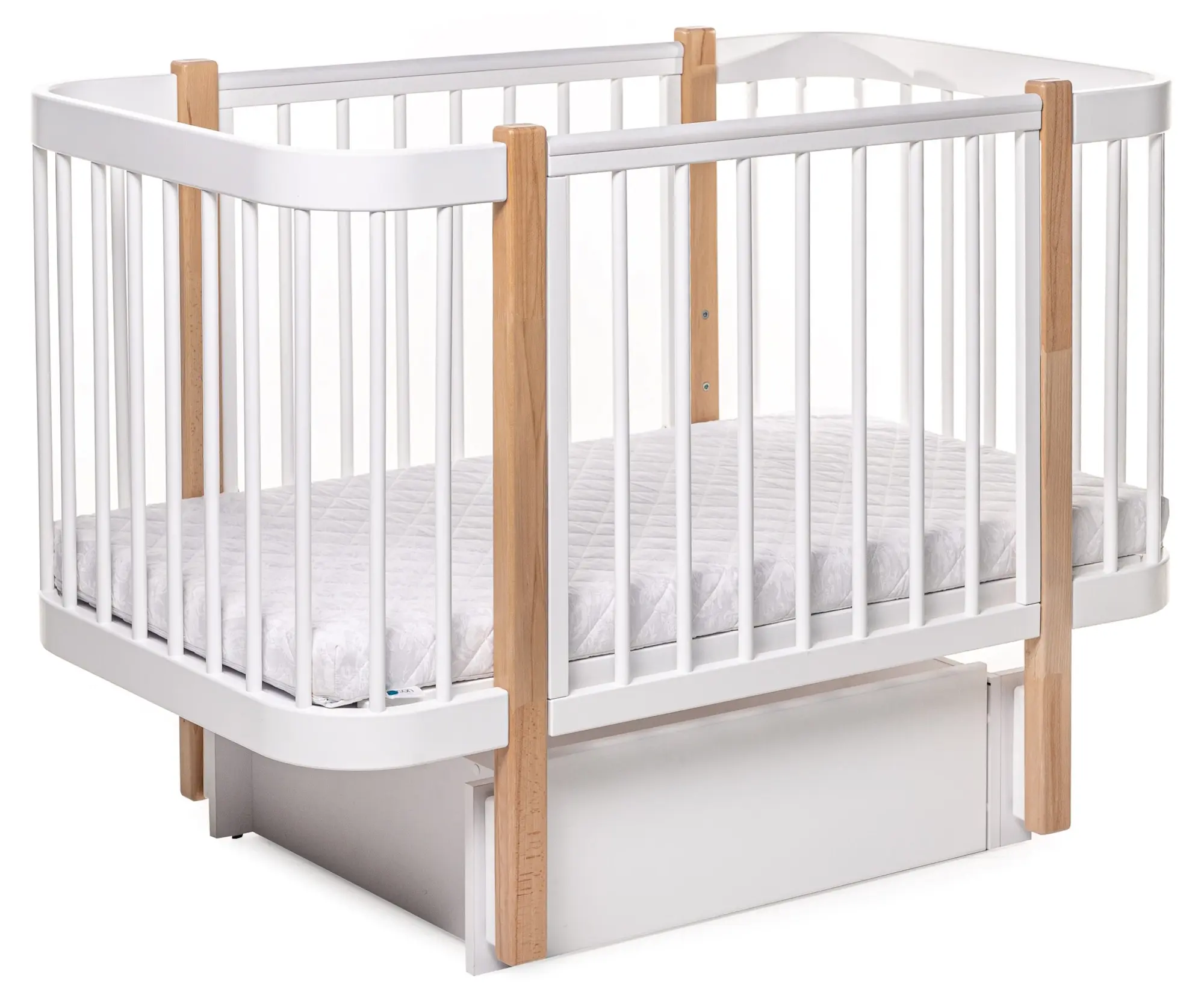 Кроватка с ящиком  Eucalyptus Karol Premium (White/Natural) - 5