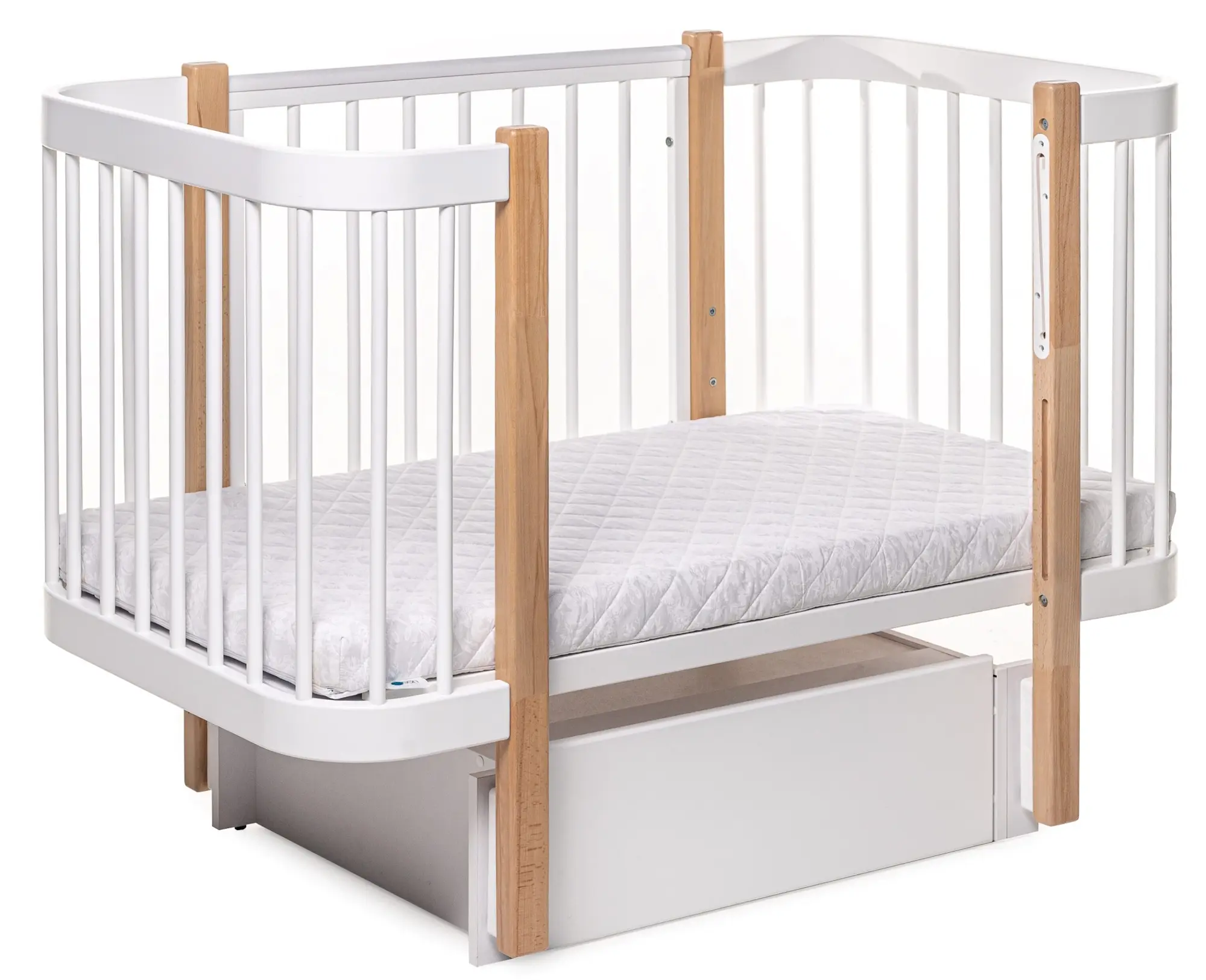 Кроватка с ящиком  Eucalyptus Karol Premium (White/Natural) - 7