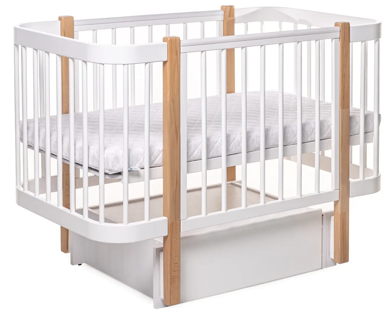 Кроватка с ящиком  Eucalyptus Karol Premium (White/Natural)