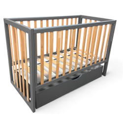 Кроватка с ящиком Eucalyptus Mia Elite Premium Transversal (Graphite/Natural)