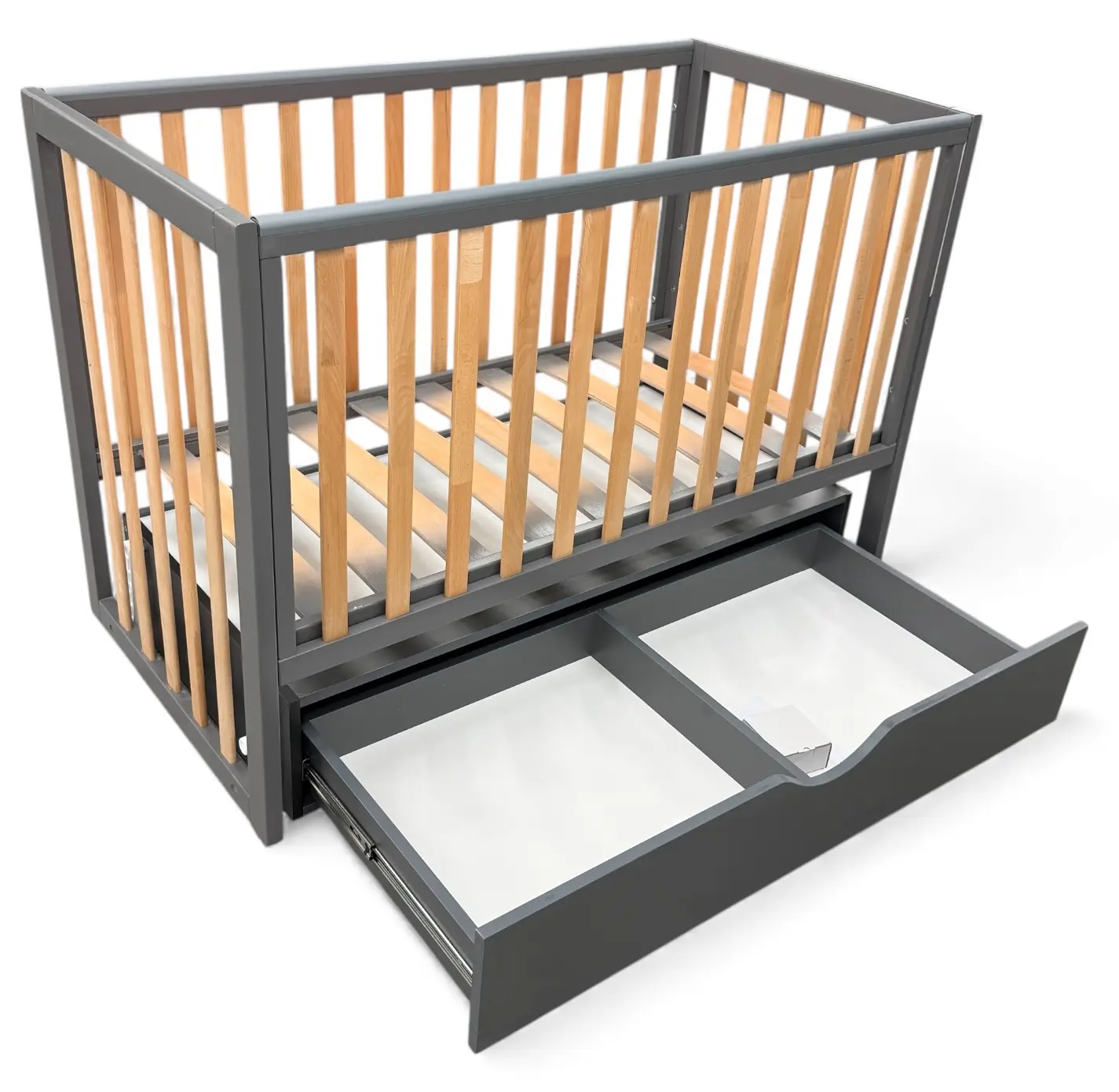 Кроватка с ящиком Eucalyptus Mia Elite Premium Transversal (Graphite/Natural) - 4