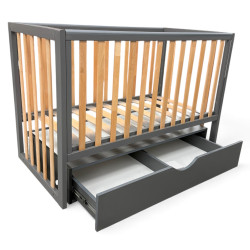 Кроватка с ящиком Eucalyptus Mia Elite Premium Transversal (Graphite/Natural) Thumb